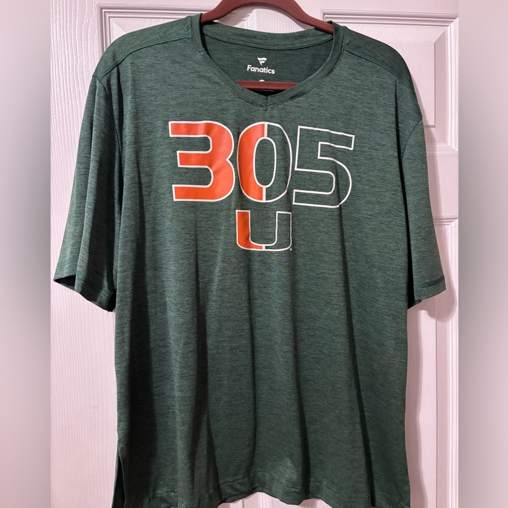 Fanatics Green and Orange 305 Graphic Tee university of Miami UM 2X